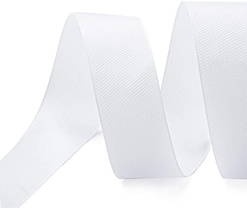 LIUYAXI 1" X 50 Yards Solid White Grosgrain Ribbon, Perfect for Crafts, Wedding Decor, DIY Hair Accessories, Sewing, Gift Package Wrapping and Mor...