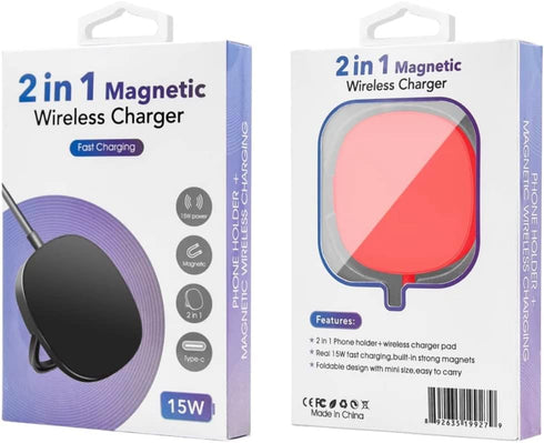 Magnetic Wireless Charging with QI 10W to 15W Smart Wireless Charger/Red......