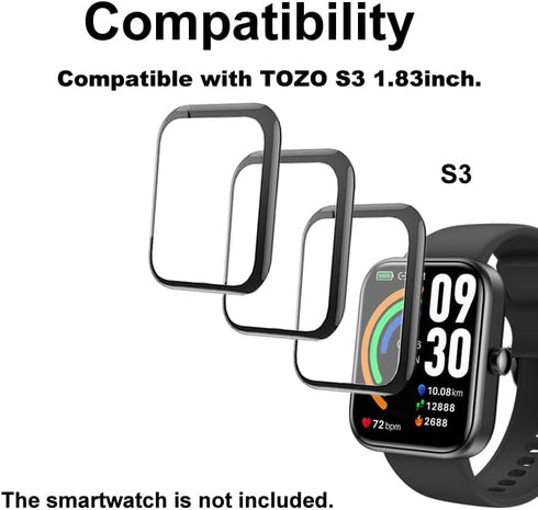 3D Screen Protector Compatible with TOZO S3 1.83” Smart Watch (Answer/Make Calls)...