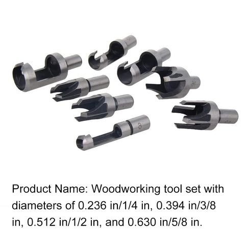 Utoolmart 8pcs Wood Plug Cutter Drills Bit Set 1/4” 3/8” 1/2” 5/8” Barrel Cork Tenon Hole Saw Cutting Tools for Woodworking, High Carbon Steel...