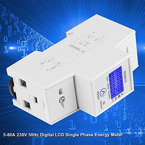 Single Phase Energy Meter 5-80A 230V 50Hz Electric KWh Meter LCD Energy Meter Watt Meter, DDS015 Single Phase Din Rail KWH Energy Meter...
