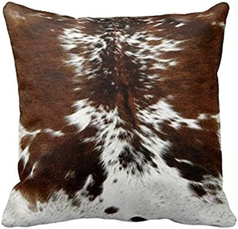 Leaveland Throw Pillowcase 20 x 20 Tri Color Brown Cowhide Print Throw Pillow Cover...