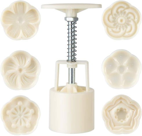 Cookie Stamp Moon Cake Mold Stamps, Cookie Press Mid Autumn Festival DIY Decoration Press Cake Cutter Mold (50g 6pcs Stamps)...