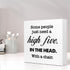 Some People Just Need A High Five in The Head with Chair Wood Box Sign Desk Decor,Funny Sarcastic Wood Block Plaque Box Sign Desk Decorations for ...