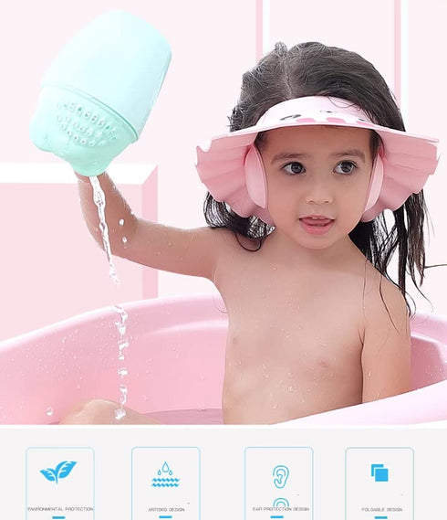 Baby Shampoo Cap Waterproof Baby Shower Cap Adjustable Bathing Cap Visor Hat with Ear Muffler for Baby Toddler Infants Kids...