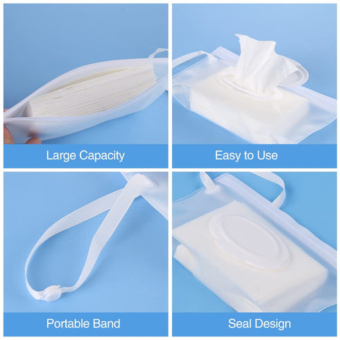 Susimond 6pcs Portable Wet Wipe Pouch Dispenser, Refillable Reusable Wipe Holder, Eco Friendly Baby Wipes Dispenser Container, Travel Wet Wipe Con...