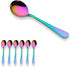 Berglander Rainbow Soup Spoon, 6 Pieces Stainiess Steel Titanium Plating Multicolor Soup Spoons, Colorful Round Spoons, Pack of 6...