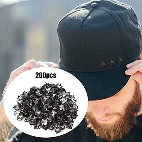 HEEPDD 200Pcs Rivets, 9mm Spike Studs DIY Leathercraft Spike Rivets Bag Leather Clothing Bag Decorative Shoes Rivet(Matte Black)...