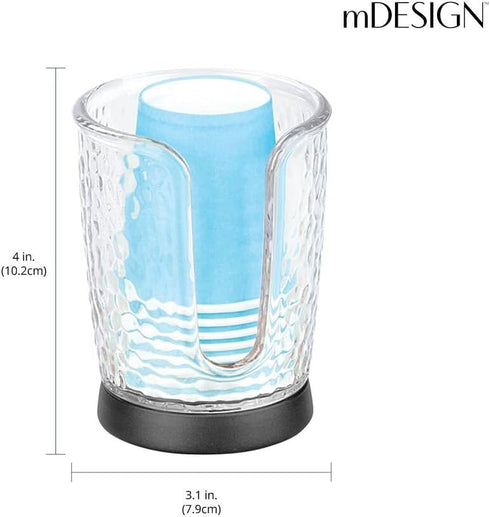 mDesign Plastic/Steel Compact Small Disposable Paper Cup Dispenser Storage Holder for Rinsing Cups on Bathroom Vanity Countertops - Rain Collectio...