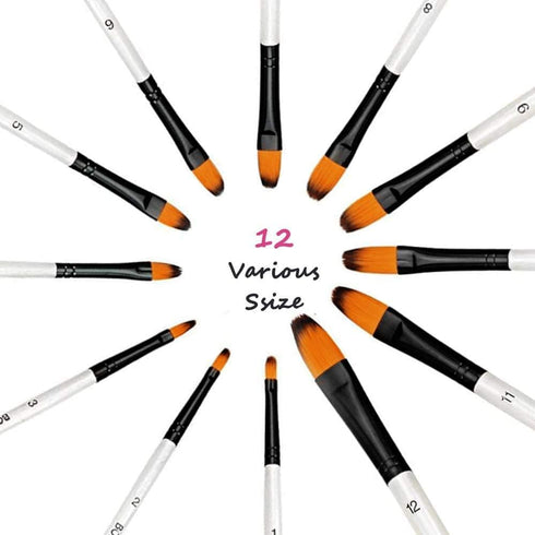 Filbert Paint Brushes Set, 12 PCS Artist Brush for Acrylic Oil Watercolor Gouache Artist Professional Painting Kits with Synthetic Nylon Tips Whit...