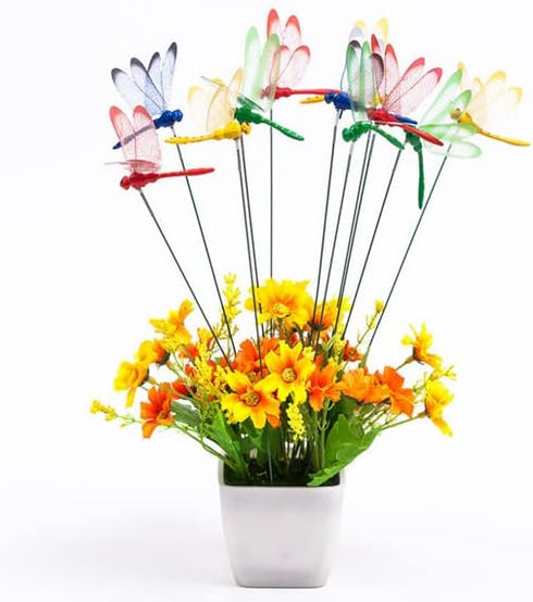 XIZHI 40 Pcs 3D Artificial Dragonfly Stakes Garden Ornaments Dragonfly Garden Decor for Indoor Outdoor Planter Miniature Fairy Garden Decoration,Y...