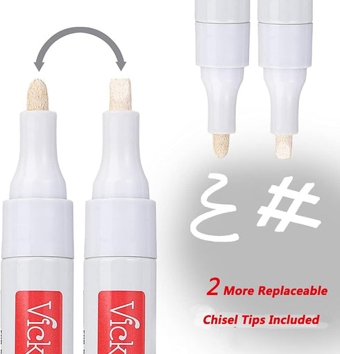 Vickay Paint Pens Marker White for Rock, Stone, Ceramic, Metal, Glass, Wood, Set of 6 Medium Tip Paint Markers High Volume Ink Water Resistant for...