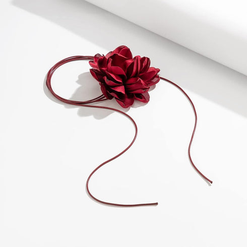 INENIMARTJ Flower Choker Necklace Big Rose Choker Velvet Rosette Flower Collar Choker Necklace for Women Bride Wedding Party Summer Necklaces...