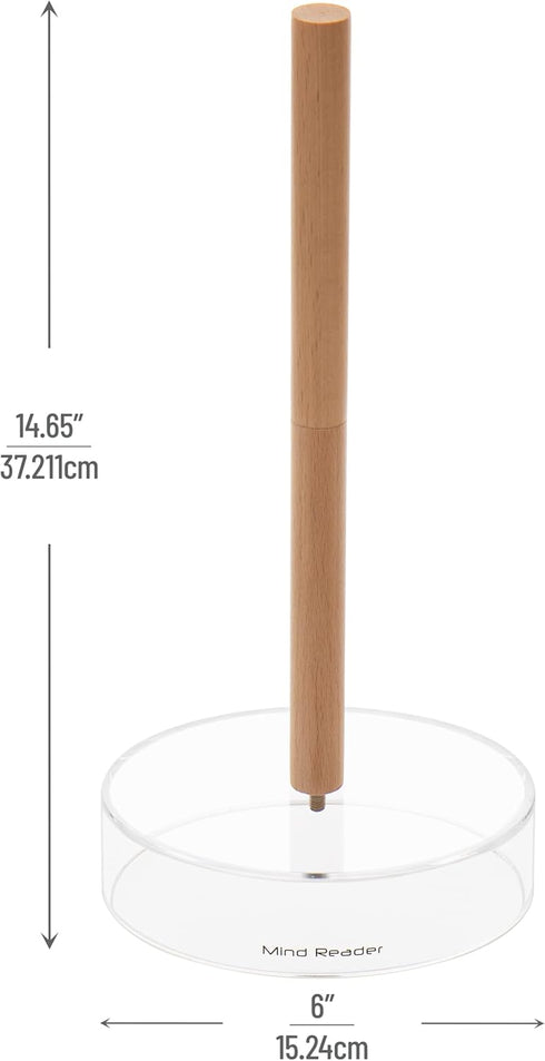 Mind Reader Paper Towel Holder, Kichen Storage, Countertop Organizer, Caddy, Kitchen, Acrylic, 6"L x 6"W x 14.65"H, Brown...