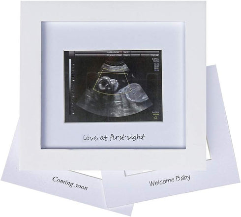 IHEIPYE Baby Sonogram Photo Frame - Ultrasound Picture Frame for Expecting Parents, Baby Showers, Gender Reveal Parties, Nursery Decor (Silver Tex...