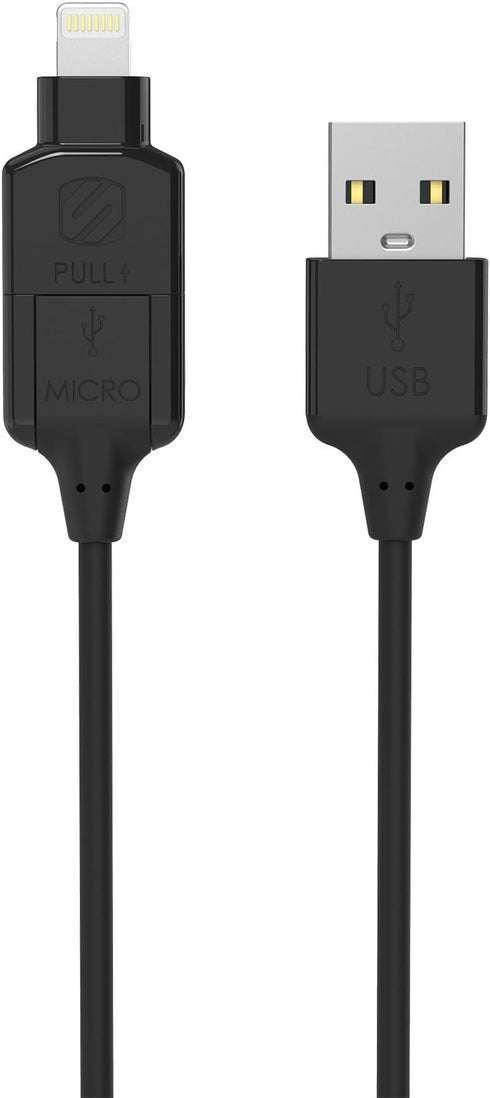 SCOSCHE I3M Strikeline Pro 2-in-1 MFI Certified Lightning & Micro USB to USB Charge & Sync Cable 3-ft. Black...