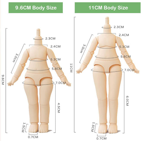 1/12 Scale BJD Doll Body 9.6cm/11cm YMY2 Body Action Figures Replacement Body Doll Accessories (Normal White,11cm)...