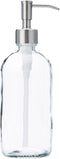 Clear Glass Jar Soap and Lotion Dispenser with Stainless Steel Pump - 16 oz (1)...
