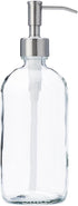 Clear Glass Jar Soap and Lotion Dispenser with Stainless Steel Pump - 16 oz (1)...