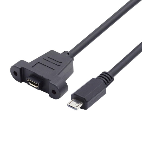 cablecc Micro USB 5Pin Male to Female Extension Panel Mount Type Cable with Screws 50cm...