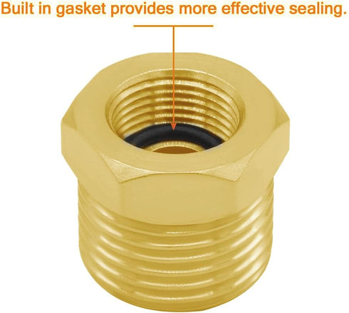 Joywayus 1/2 G Male to 3/8 Compression Female Thread Bushing Pipe Fitting, Brass Reducer Faucet Connector Water Hose Adapter, Supply Line Adapter ...