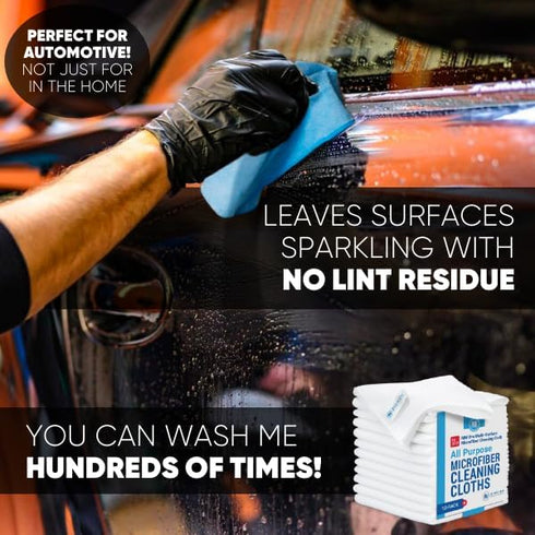 12" x 12" MW Pro Multi-Surface Microfiber Cleaning Cloths | White - 12 Pack | Premium Microfiber Towels for Cleaning Glass, Kitchens, Bathrooms, A...