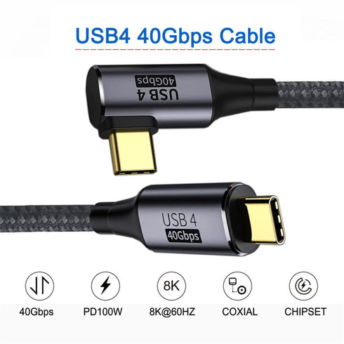 NFHK Angled USB4 Cable 40Gbps with 100W Charging and 8K@60Hz 5K@60Hz USB4.0 Compatible with Thunderbolt3/4 120cm......