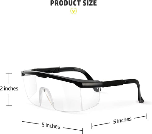 PACIFIC PPE 2 Pack Safety Glasses, Anti-fog, Scratch Resistant Clear Wraparound Lenses and No-Slip Grips, Adjustable, Lab Goggles...