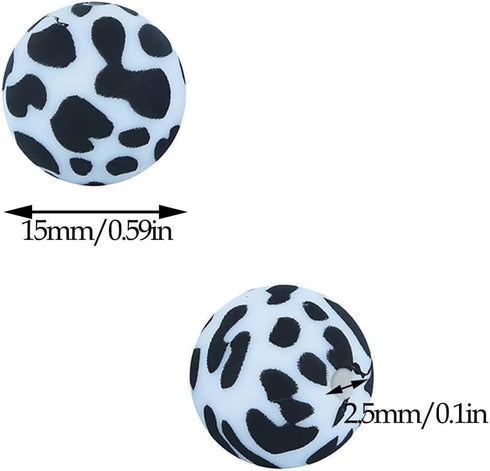 30 Pieces Silicone Beads, BetterJonny 15mm Loose Beads with Storage Box Colorful Leopard Print Round Beads for Necklace Bracelet DIY Crafts...