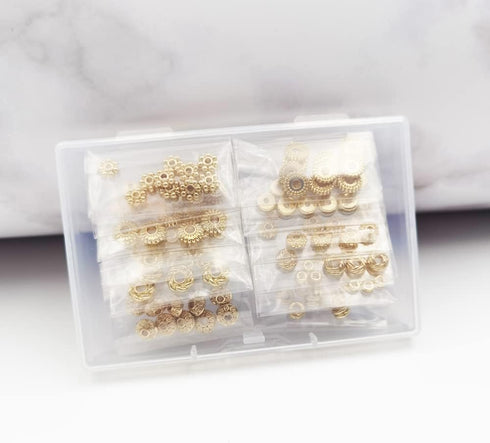 INSPIRELLE 120pcs Spacer Beads Gold Plated Long-Lasting Heishi and Rondelle Bead for Jewelry Bracelet Necklace Making...