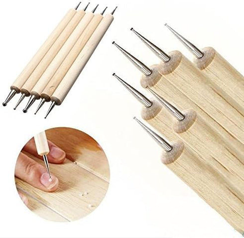 COMIART 5Pcs Wooden Ball Styluses Tool Set for Embossing Pattern Clay Sculpting, Nail Art...