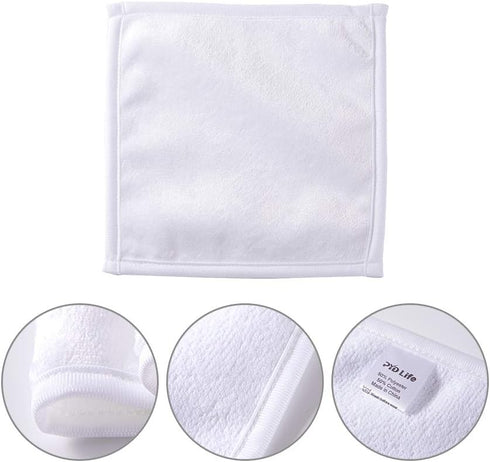 PYD Life 12 Pack Sublimation Blanks White Towel 8 Inch Bathroom Face Hand Towel Kitchen Tea Dish Drying Cotton High Absorbent Polyester Towel for ...