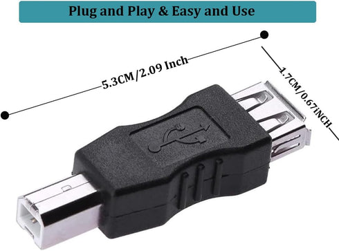 USB 2.0 Print Adapter, 2 Pack Type A Female to B Printer Male Connector Converter Plug Compatible for Printer Fax Machine Hard Drive...