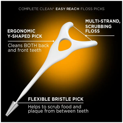 DenTek Complete Clean Easy Reach Floss Picks, Advanced Fluoride Coating, Mouthwash Blast Flavor, 75 ct. (Pack of 4)...