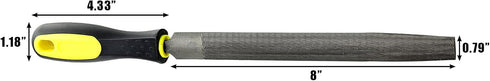 8 Inch Half Round Hand File with High Carbon Hardened Steel and Plastic Handle, Comfortable Anti-Slip Grip, for Shaping Metal, Wood, Ceramic, Leat...