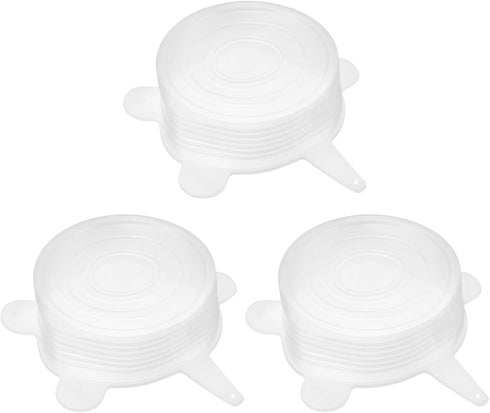 uxcell Silicone Stretch Lids, 3Pack 2.56" Round Container Lid Silicone Bowl Covers Reusable Silicone Lids for Cups, Bowls and Food Cover, White...