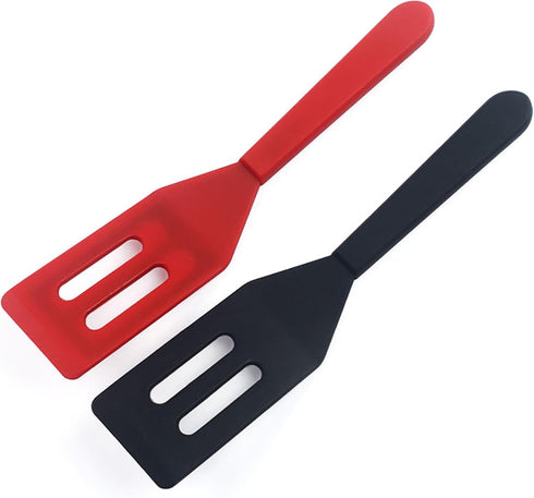 ?2 Pack?Kunovo Small Spatula for Nonstick Cookware Mini Spatulas for kitchen Use,Heat-Resistant Silicone Thin Spatula Cooking Baking (Black-R)...