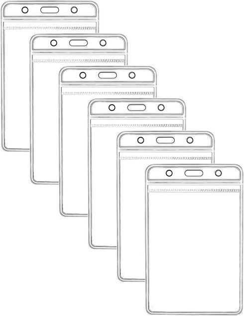 Vertical ID Badge Holders Sealable Waterproof Clear Plastic Holder, Fits RFID/Proximity/Badge Swipe Cards or Credit Card (6Pcs, Vertical)...