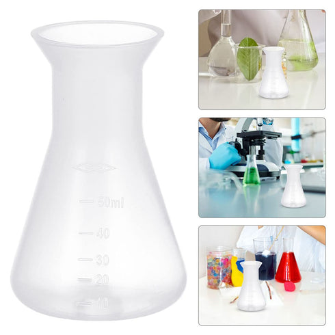 12pcs Flask, Bottle Kit Learning Mouth Supplies Ml Container Erlenmeyer Wide Triangular for Bottles Professional Scientific Plastic of Flask- Cone...