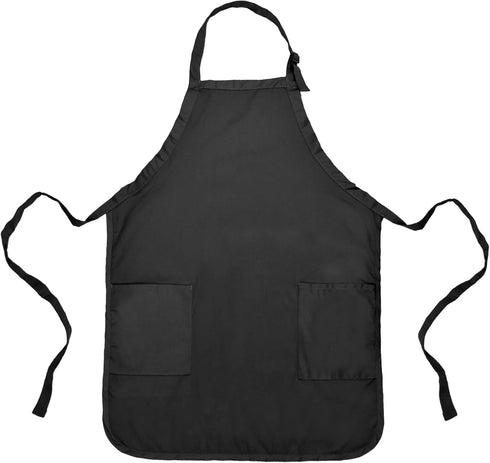 DALIX Apron Commercial Restaurant Home Bib Spun Poly Cotton Kitchen Aprons (2 Pockets) in Black...