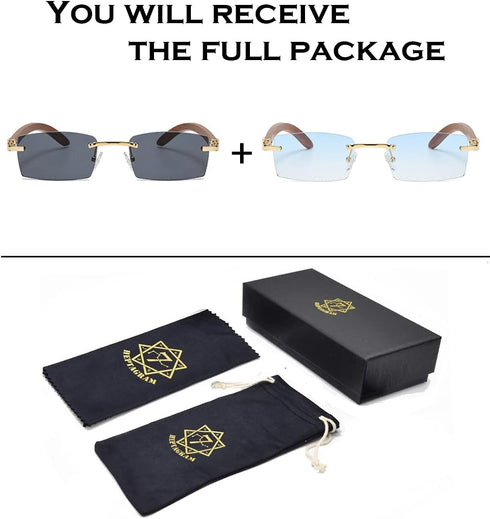 Heptagram Rectangle Fashion Rimless Sunglasses for Women Men Gangster 90s Frameless Shades Retro Vintage Trendy Eyewear...