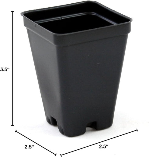 Grower's Solution 2.5 inch Square Greenhouse Pots - Black - Plastic - Deep - 25 Pack...