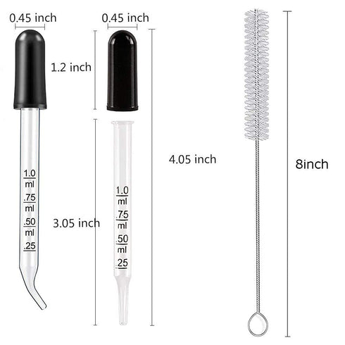 10pcs Dropper 5 Straight Tip + 5 Bent Tip Measured Dropper 1ml Glass Pipette for Lab, Perfume, Essential Oil...