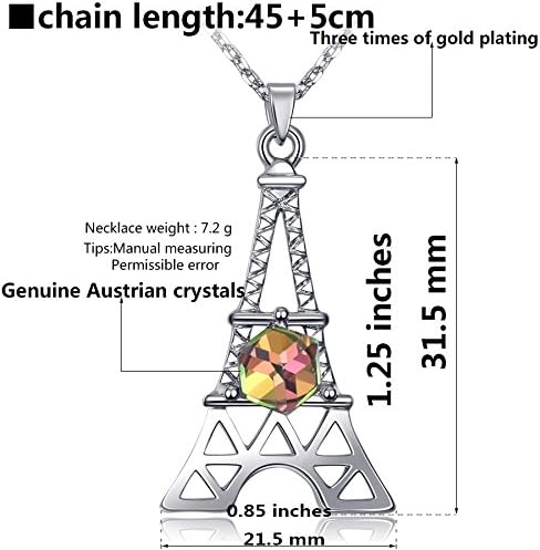 Paris Eiffel Tower Charm Pendant Necklace For Women Rose Gold/Platinum Plated Jewelry Crystal Necklaces...