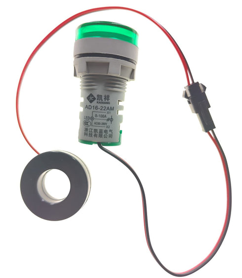 3pcs Digital Display AC Current Indicator, 22mm Round Head LED Current Tester 0~100A Ammeter Monitor Green red Yellow...