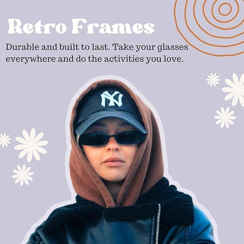ShadyVEU Slim Classic Rectangular Sunglasses UV Protection 90’s Vintage Small Wide Retro Frame Fashion Shades...