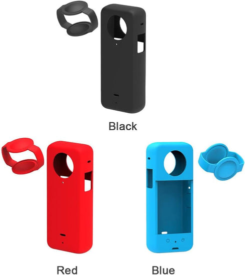 Action Camera Case Fit for Insta-360 ONE X3, Waterproof Durable Silicone Protective Cover Lens Cap Compatible for Insta-360 ONE X3 Accessory(Black...