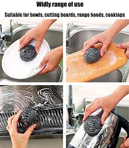 16 PCS Stainless Steel Sponges Scrubbers Cleaning Ball Utensil Scrubber Density Metal Scrubber Scouring Pads Ball for Pot Pan Dish Wash Cleaning f...