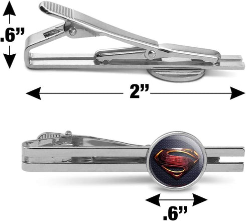 Justice League Movie Superman Logo Round Tie Bar Clip Clasp Tack Silver Color Plated...