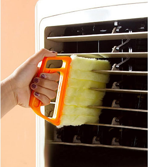 2PCS Blind Cleaner Tool Removable Mini Window Blind Duster Brush Air Conditioner Microfiber Blind Cleanser Tools with 7 Slat Hand-held for Windows...